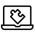 Icon: Ein Computerbildschirm, auf dem ein großes Puzzleteil zu sehen ist.